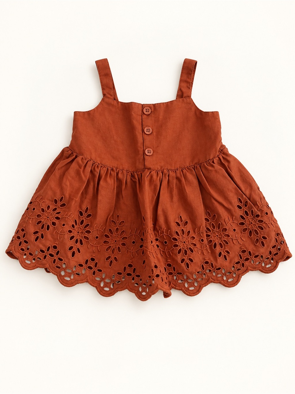 GAP Girls Rust Eyelet peplum top with Button Front